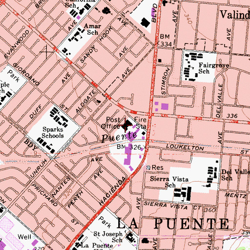Topographic Map of Los Angeles County Fire Department Station 26, CA