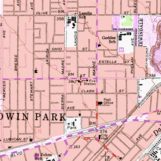 Topographic Map of Los Angeles County Fire Department Station 29, CA