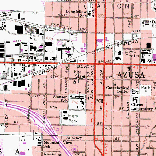 Topographic Map of Los Angeles County Fire Department Station 32, CA