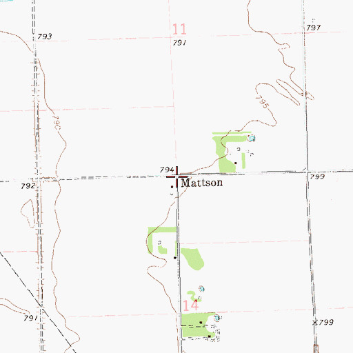 Topographic Map of Mattson Post Office (historical), MN