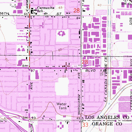 Topographic Map of Los Angeles County Fire Department Station 35, CA