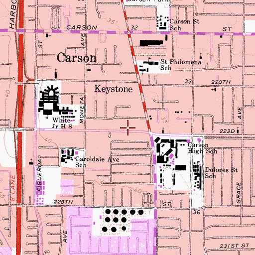 Topographic Map of Los Angeles County Fire Department Station 36, CA
