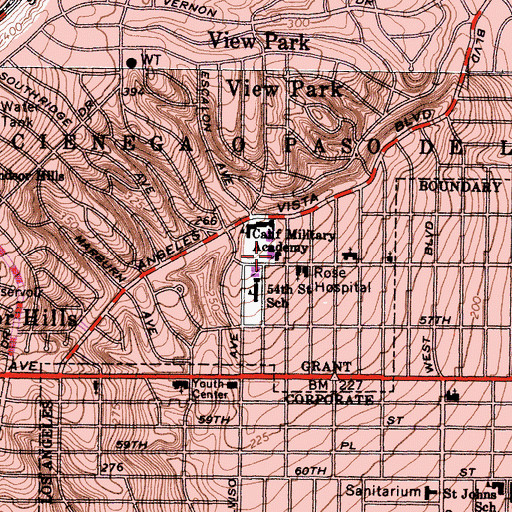 Topographic Map of Los Angeles County Fire Department Station 38, CA
