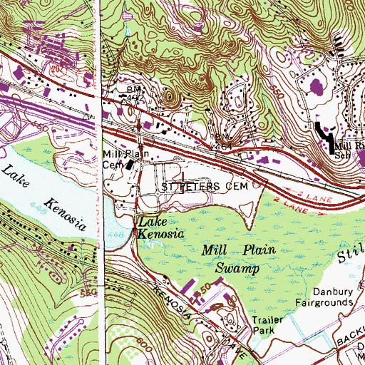 Topographic Map of Saint Peters Cemetery, CT