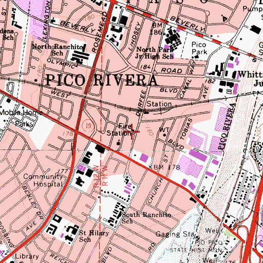 Topographic Map of Los Angeles County Fire Department Station 40, CA