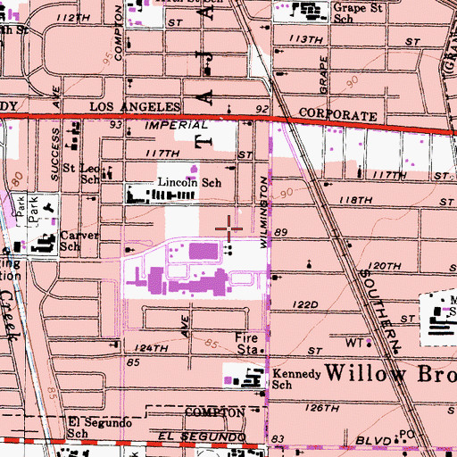 Topographic Map of Los Angeles County Fire Department Station 41, CA