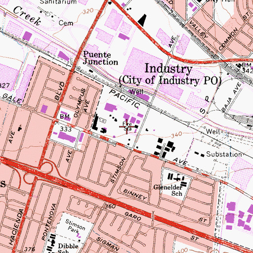 Topographic Map of Los Angeles County Fire Department Station 43, CA