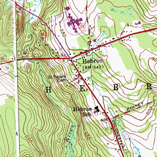 Topographic Map of Saint Peters Cemetery, CT