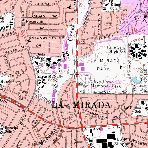 Topographic Map of Los Angeles County Fire Department Station 49, CA