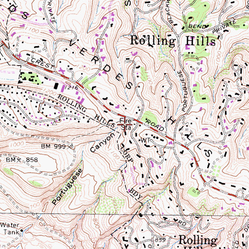 Topographic Map of Los Angeles County Fire Department Station 56, CA