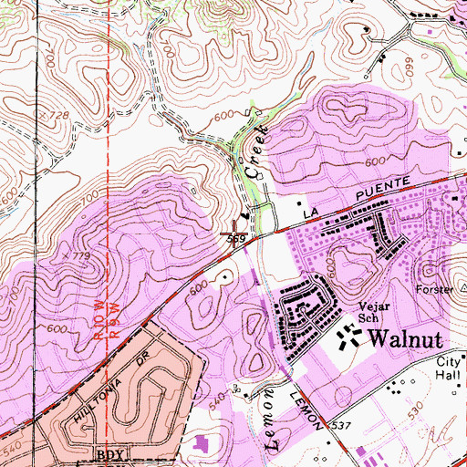 Topographic Map of Los Angeles County Fire Department Station 61, CA