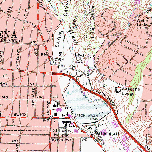 Topographic Map of Los Angeles County Fire Department Station 66, CA