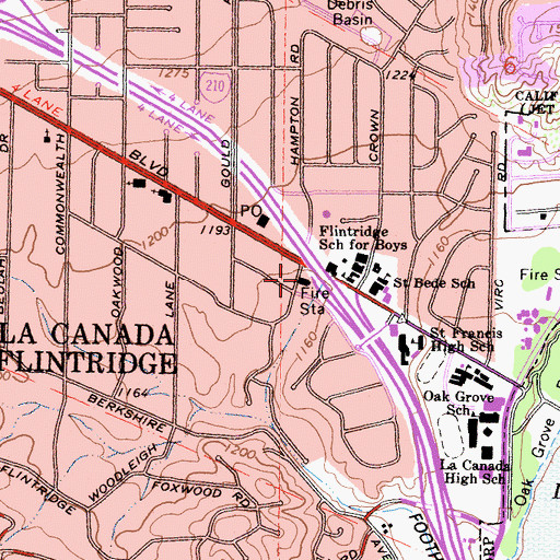 Topographic Map of Los Angeles County Fire Department Station 82, CA
