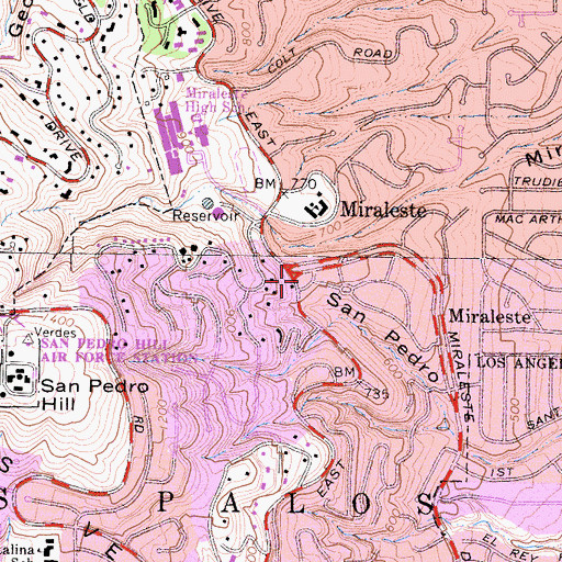 Topographic Map of Los Angeles County Fire Department Station 83, CA