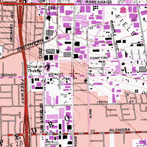 Topographic Map of Los Angeles County Fire Department Station 95, CA