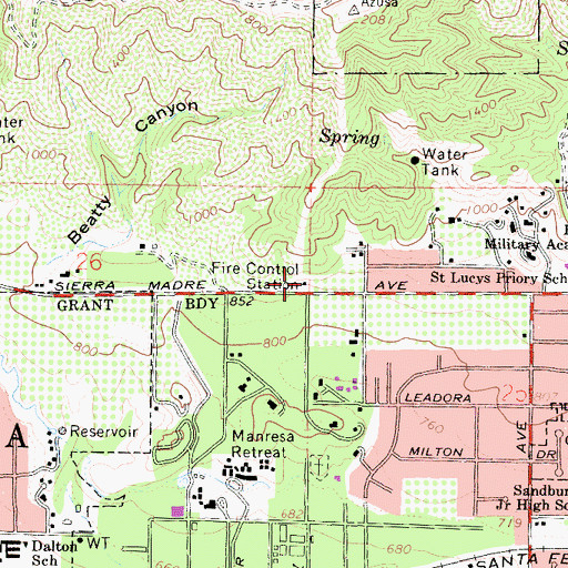 Topographic Map of Los Angeles County Fire Department Station 97, CA