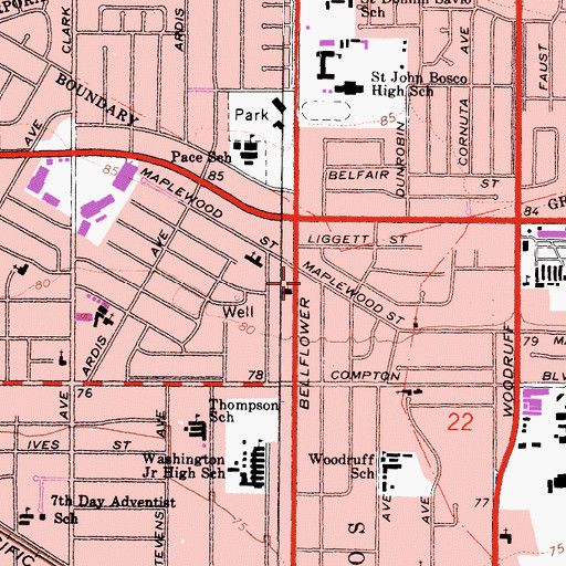 Topographic Map of Los Angeles County Fire Department Station 98, CA