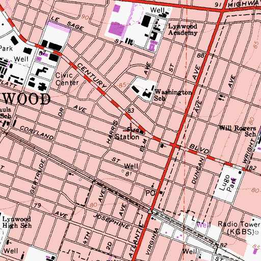 Topographic Map of Los Angeles County Fire Department Station 148, CA