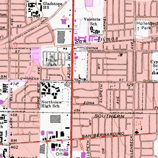 Topographic Map of Los Angeles County Fire Department Station 152, CA