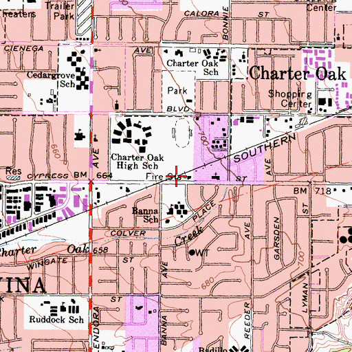 Topographic Map of Los Angeles County Fire Department Station 153, CA