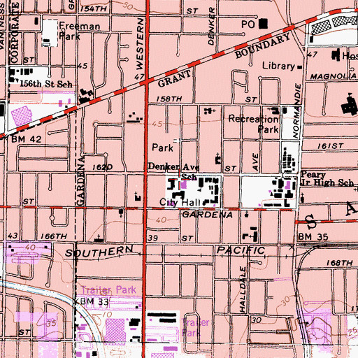 Topographic Map of Los Angeles County Fire Department Station 158, CA