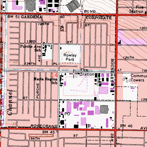 Topographic Map of Los Angeles County Fire Department Station 159, CA