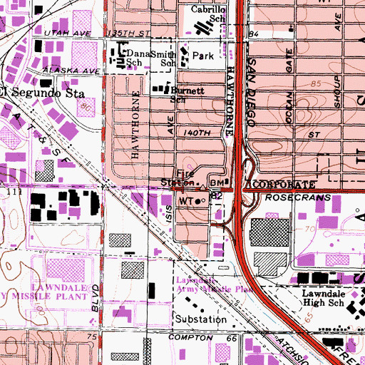 Topographic Map of Los Angeles County Fire Department Station 160, CA