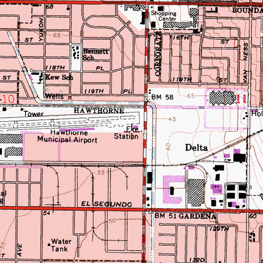 Topographic Map of Los Angeles County Fire Department Station 162, CA
