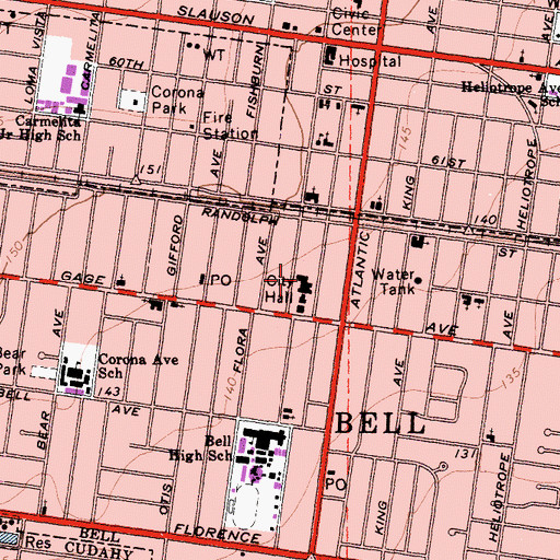 Topographic Map of Los Angeles County Fire Department Station 163, CA