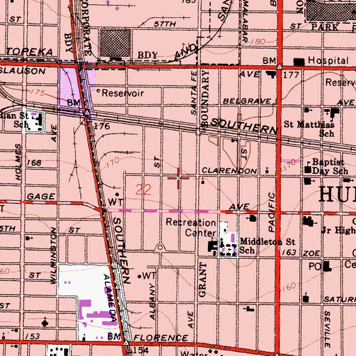 Topographic Map of Los Angeles County Fire Department Station 164, CA