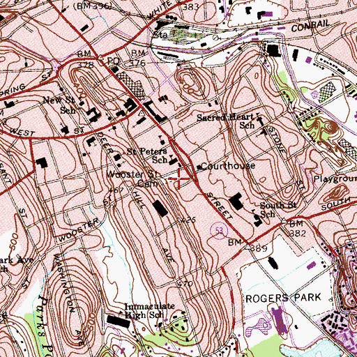 Topographic Map of Saint Peters School, CT
