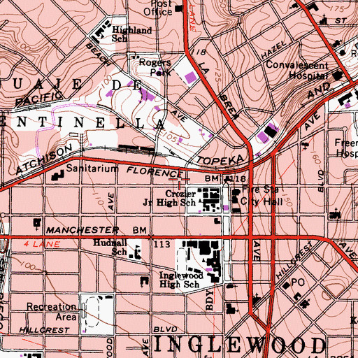Topographic Map of Los Angeles County Fire Department Station 171, CA