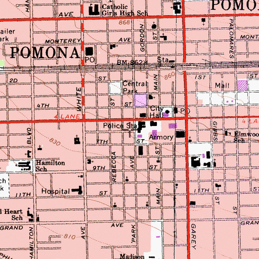 Topographic Map of Los Angeles County Fire Department Station 181, CA