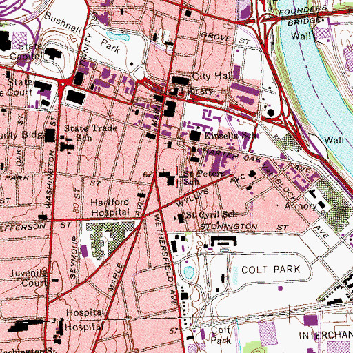 Topographic Map of Saint Peters School, CT