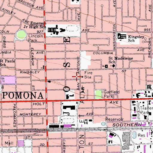 Topographic Map of Los Angeles County Fire Department Station 183, CA