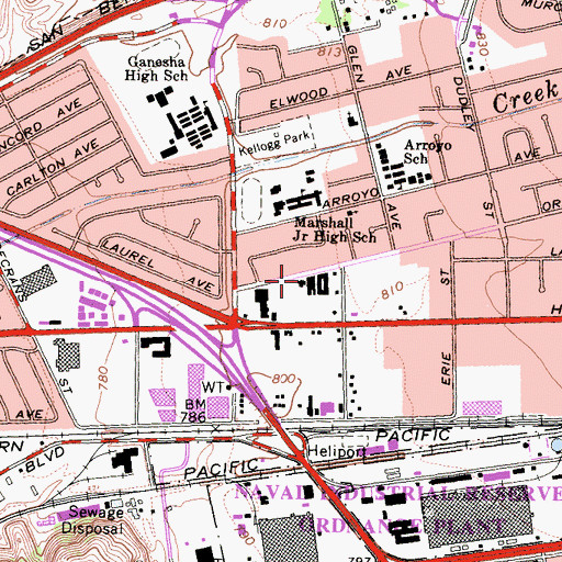 Topographic Map of Los Angeles County Fire Department Station 184, CA