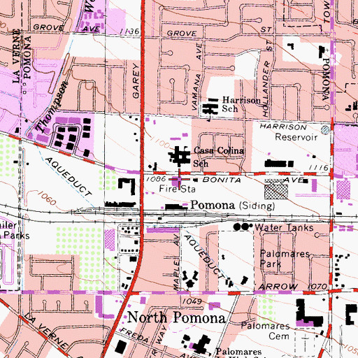 Topographic Map of Los Angeles County Fire Department Station 186, CA