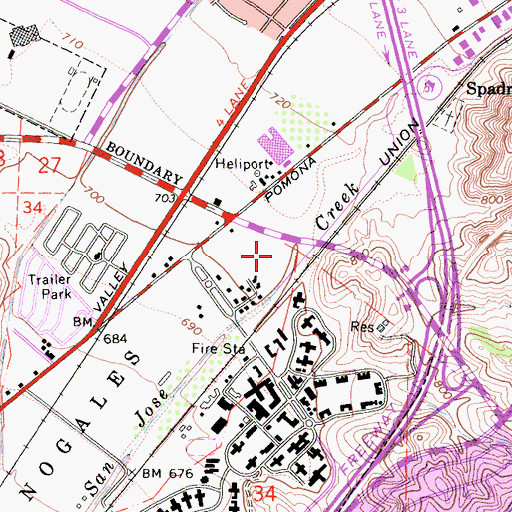 Topographic Map of Los Angeles County Fire Department Station 187, CA