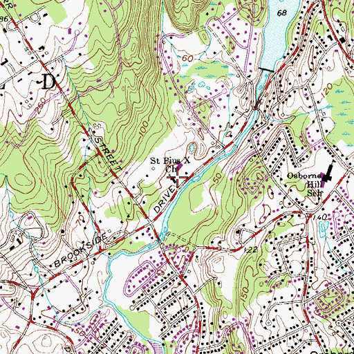 Topographic Map of Saint Pius X Church, CT