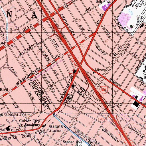 Topographic Map of Culver City Fire Department Station 2, CA