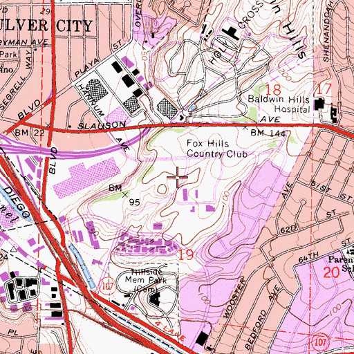 Topographic Map of Culver City Fire Department Station 3, CA