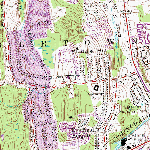 Topographic Map of Saint Pius X Church, CT