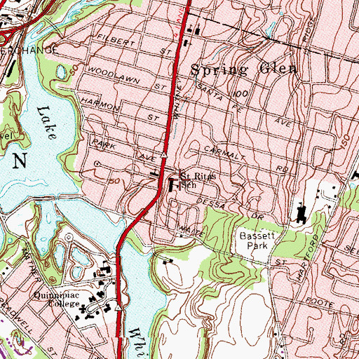 Topographic Map of Saint Rita School, CT