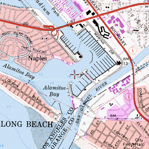 Topographic Map of Long Beach Fire Department Station 21, CA