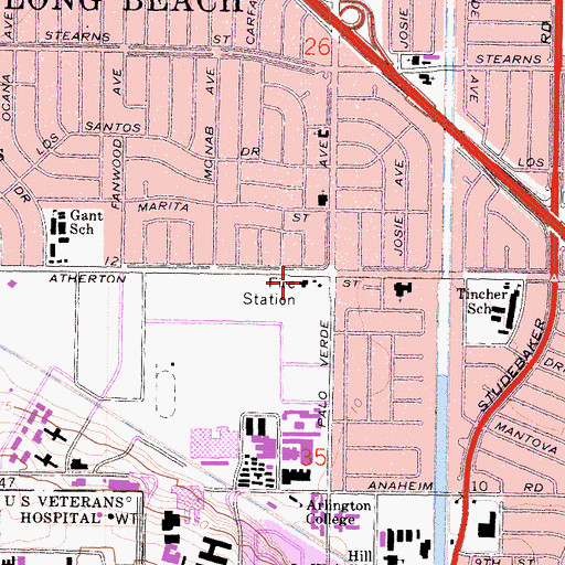Topographic Map of Long Beach Fire Department Station 22, CA