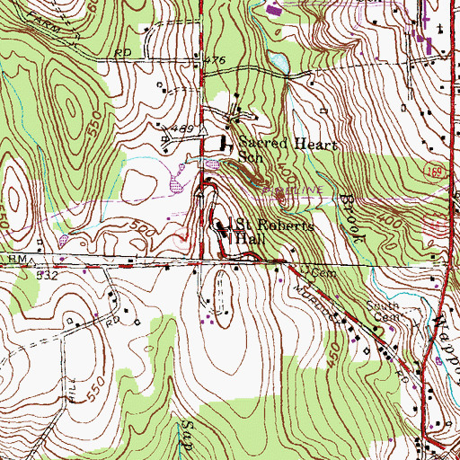 Topographic Map of Saint Roberts Hall, CT