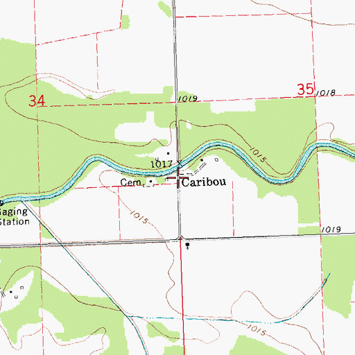 Topographic Map of Caribou Post Office (historical), MN