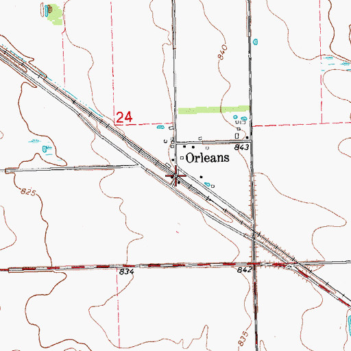 Topographic Map of Orleans, MN