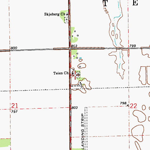 Topographic Map of Teien Covenant Cemetery, MN