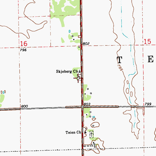 Topographic Map of Skjeberg Lutheran Cemetery, MN